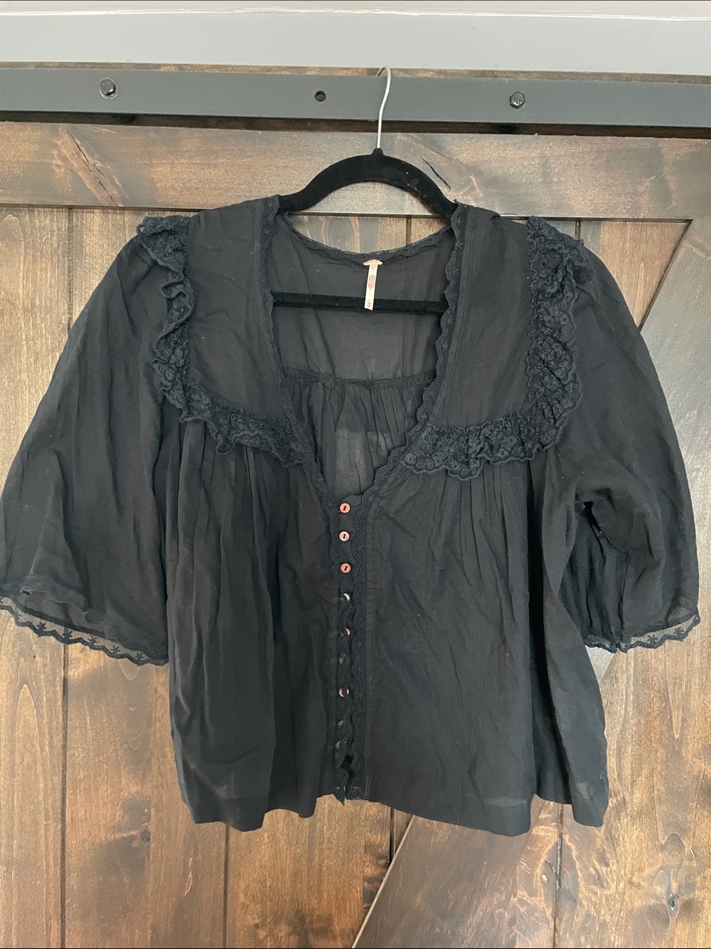 Free People Black Blouse